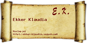 Ekker Klaudia névjegykártya